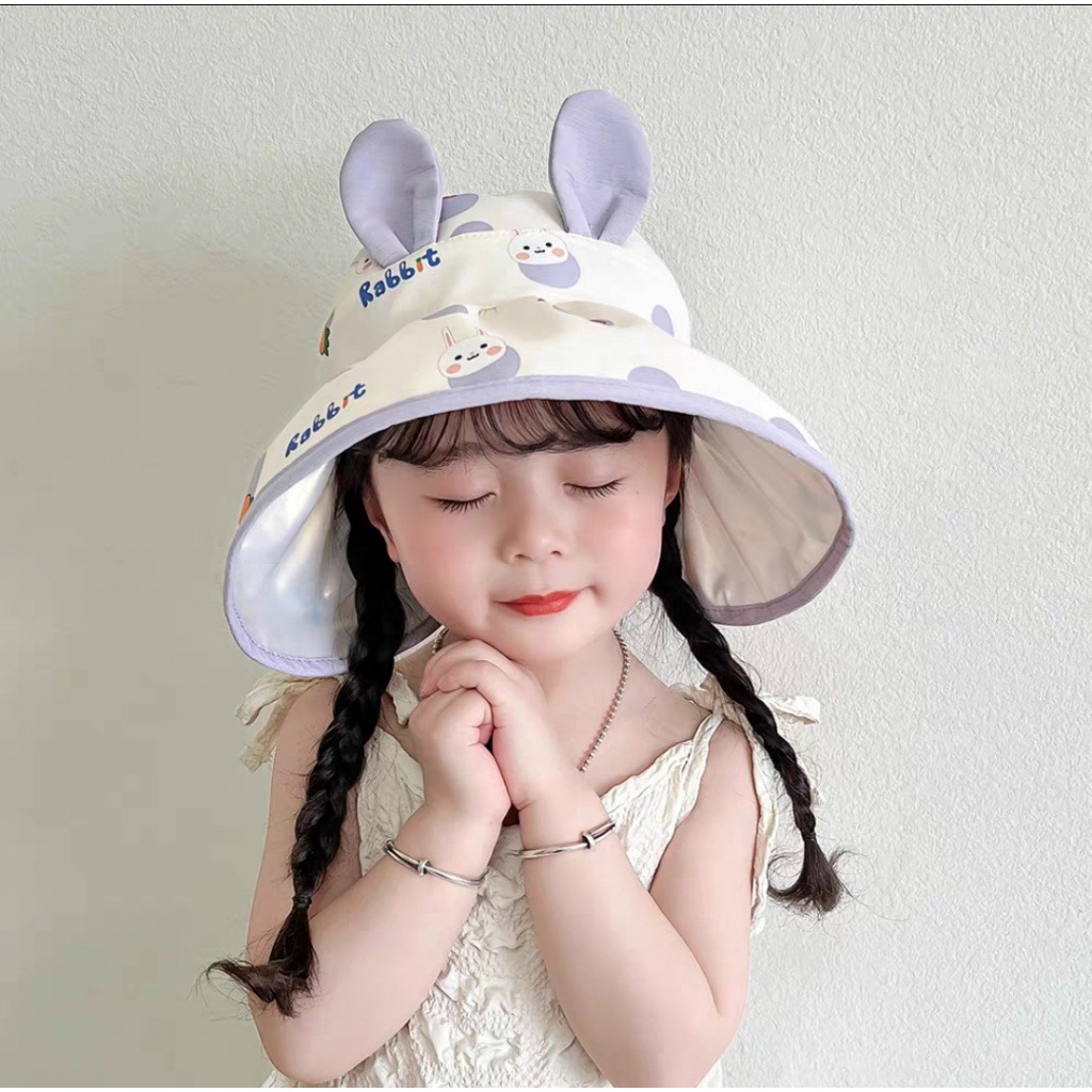 Mũ Chống Nắng Mùa Hè Không Chóp Bảo Vệ Toàn Diện Cho Bé Gái