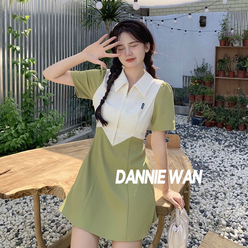 DannieWan váy nữ đầm thiết kế váy sơ mi dáng dài A22M1K8