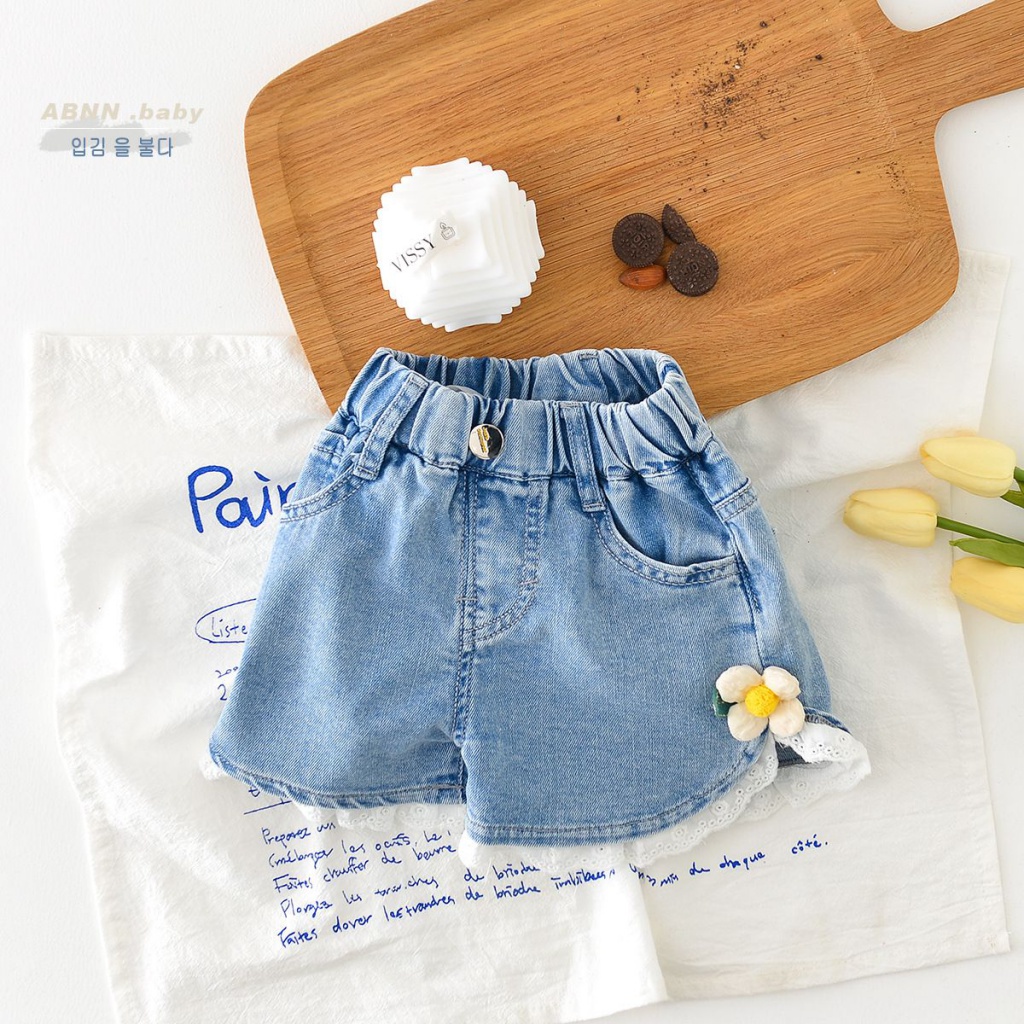 Quần Short Denim Mỏng Phong Cách Hàn Quốc Thời Trang Mùa Hè 2023 Mới Cho Bé Gái