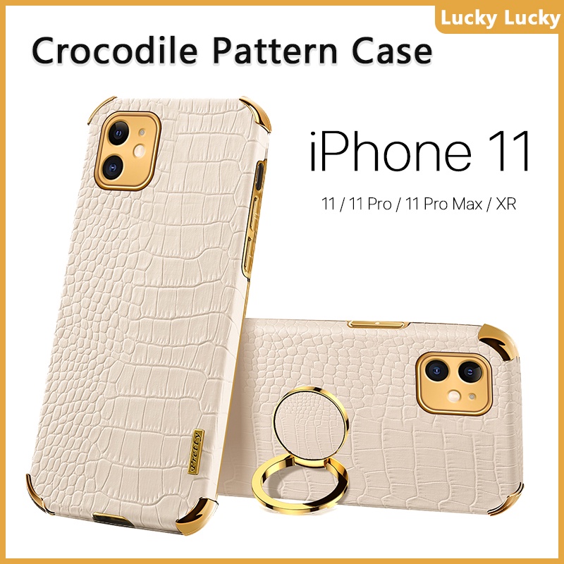 ốp lưng iPhone 11 Pro Max XR Họa Tiết Cá Sấu Giá đỡ vòng đeo tay PU Cover Máy ảnh bảo vệ toàn diện Mạ vàng Mảnh khảnh cảm xúc tuyệt vời Chống vân tay tản nhiệt lót iPhone 12 Pro Max 12 mini