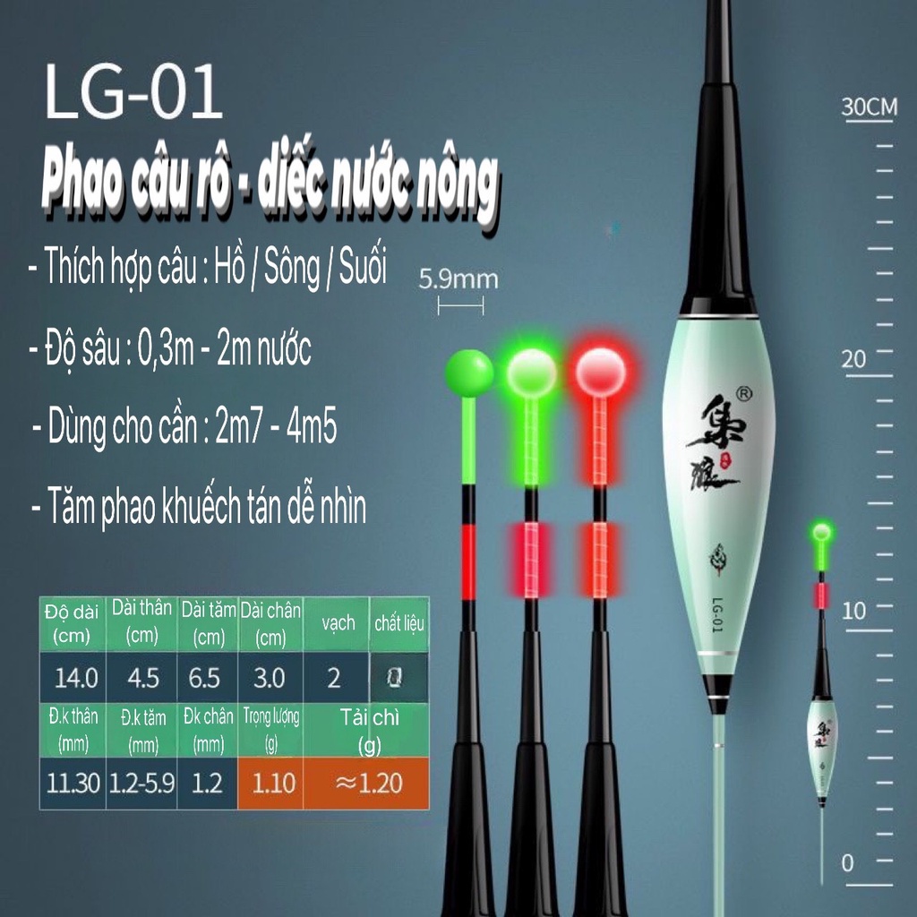 Phao điện ngắn câu đài ngày đêm LG câu rô diếc nước nông - HM2K MALL