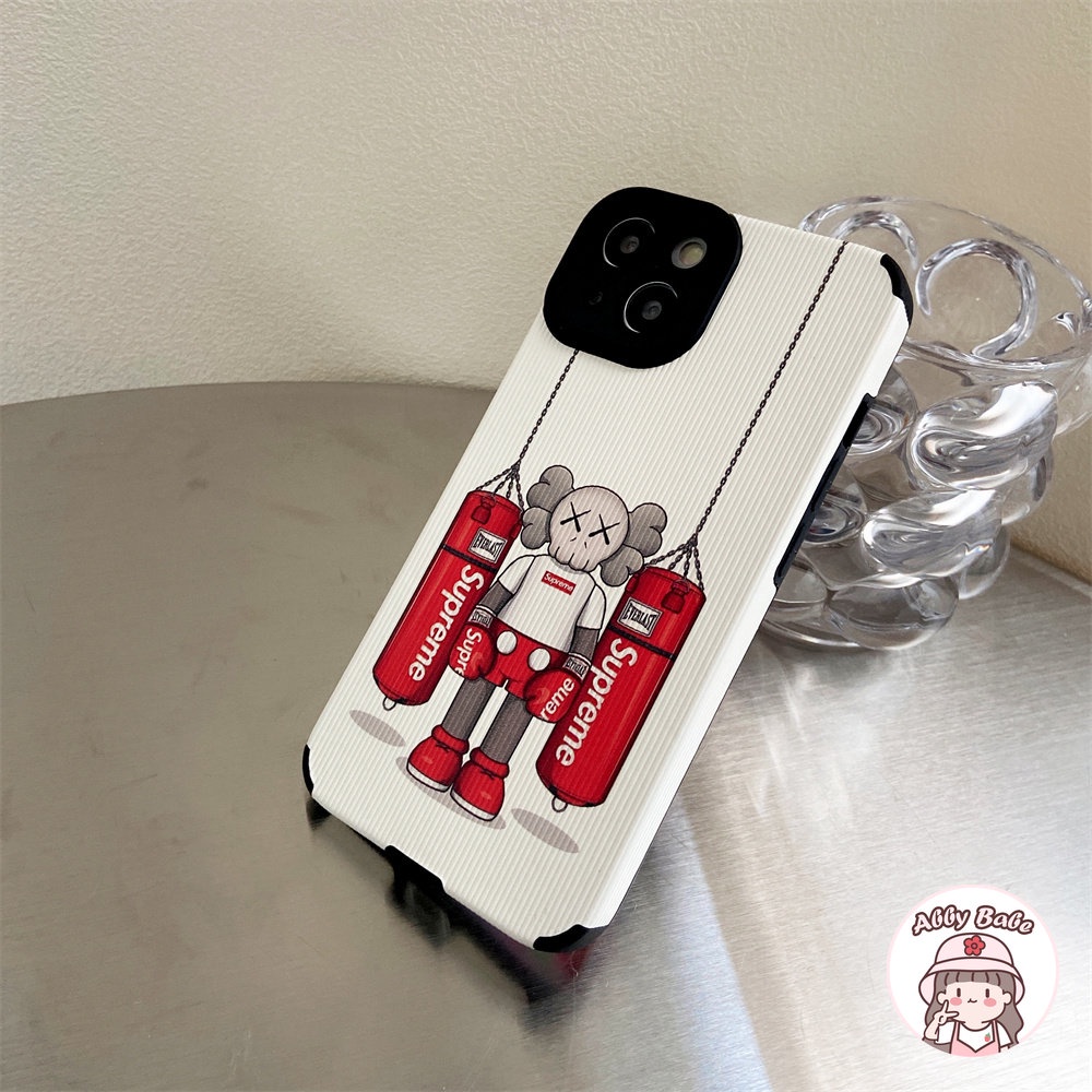 Ốp Điện Thoại Da Giả Viền TPU Dẻo In Hình Kaws Màu Trắng Thời Trang Cho IPhone 14 Pro Max 11 12 11 Pro Max XS 7Plus