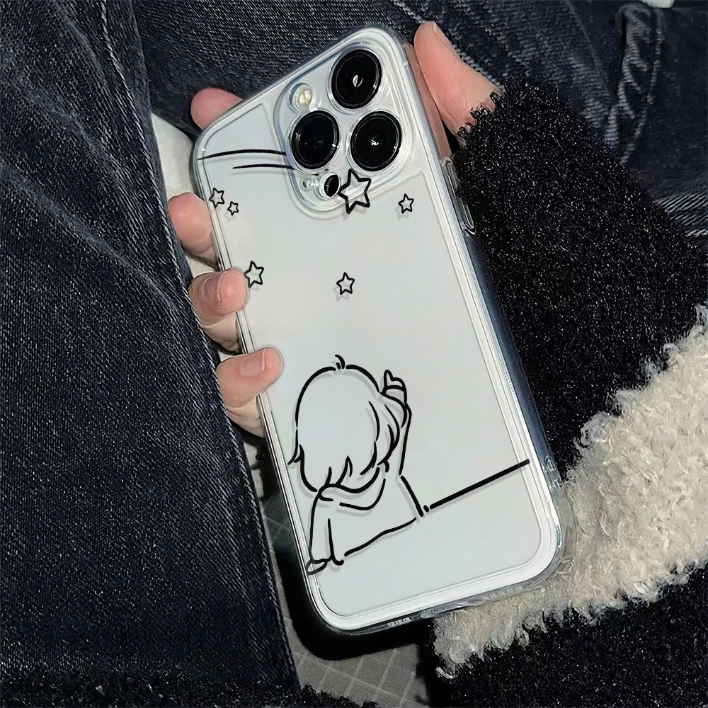 ✅Ốp Điện Thoại Dẻo Họa Tiết Cô Gái Đơn Giản Chống Sốc Cho Iphone 13 max11 plus 14Pro786Iniphone12