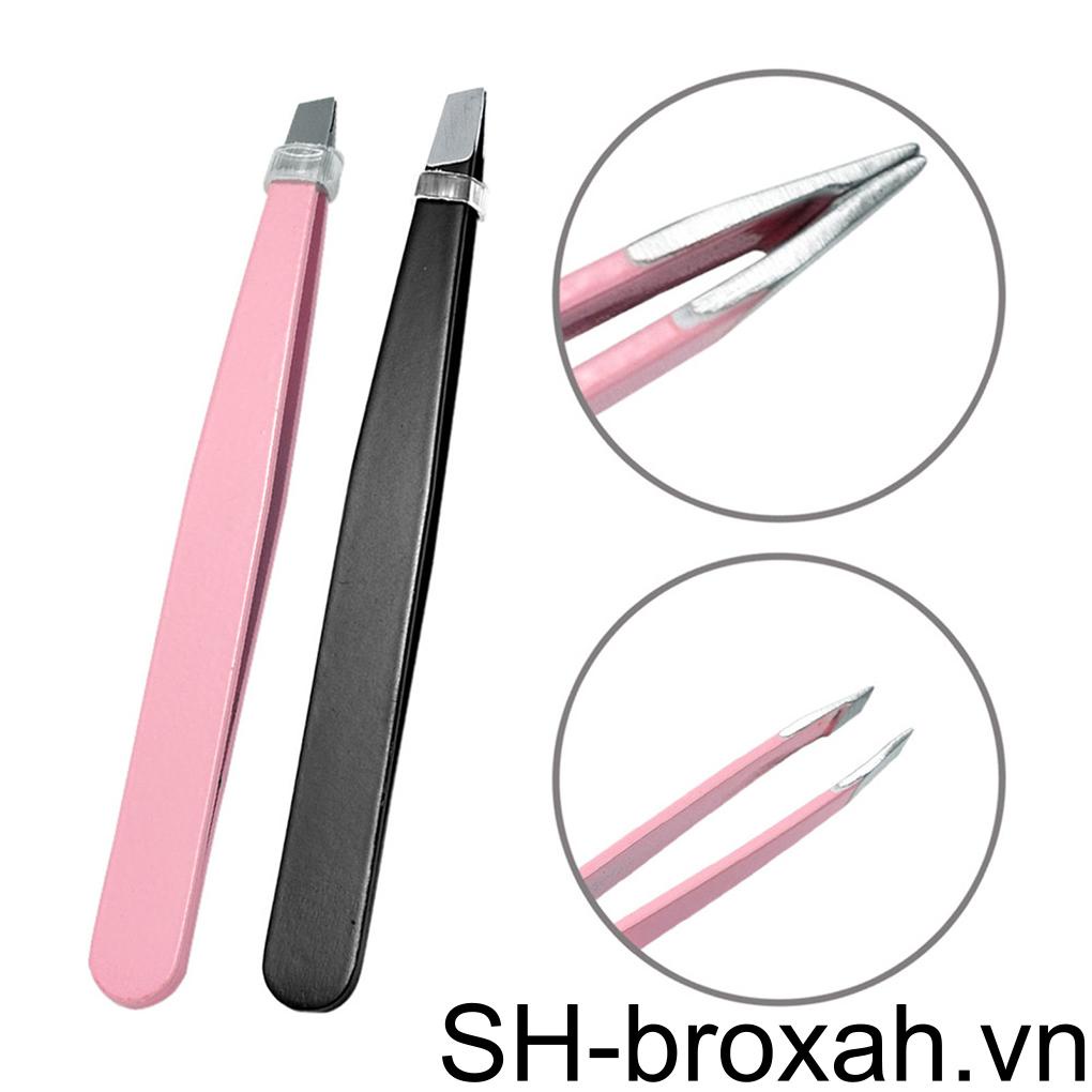 Set 2 Nhíp Hỗ Trợ Trang Điểm Hai Trong Một Màu Đen Hồng Thiết Kế Tiện Dụng Dùng Tại Nhà Kèm Đầu Nghiêng