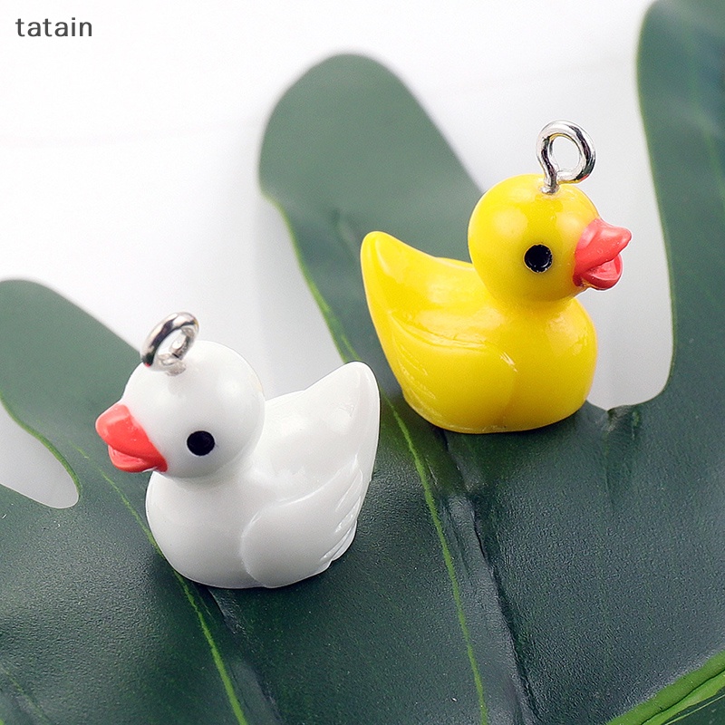Set 10 Móc Khóa / Vòng Tay Hình Chú Vịt Bằng Nhựa Resin DIY