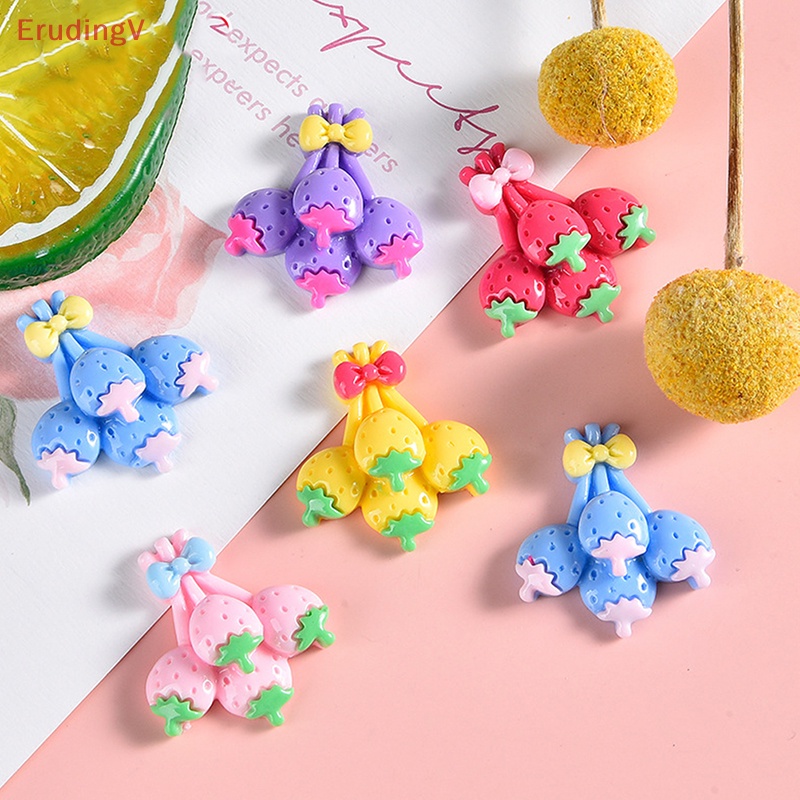 [ErudingV] Set 10 Quả Dâu Tây Màu Sắc Dễ Thương Bằng Nhựa Resin Làm Scrapbook DIY [Mới]