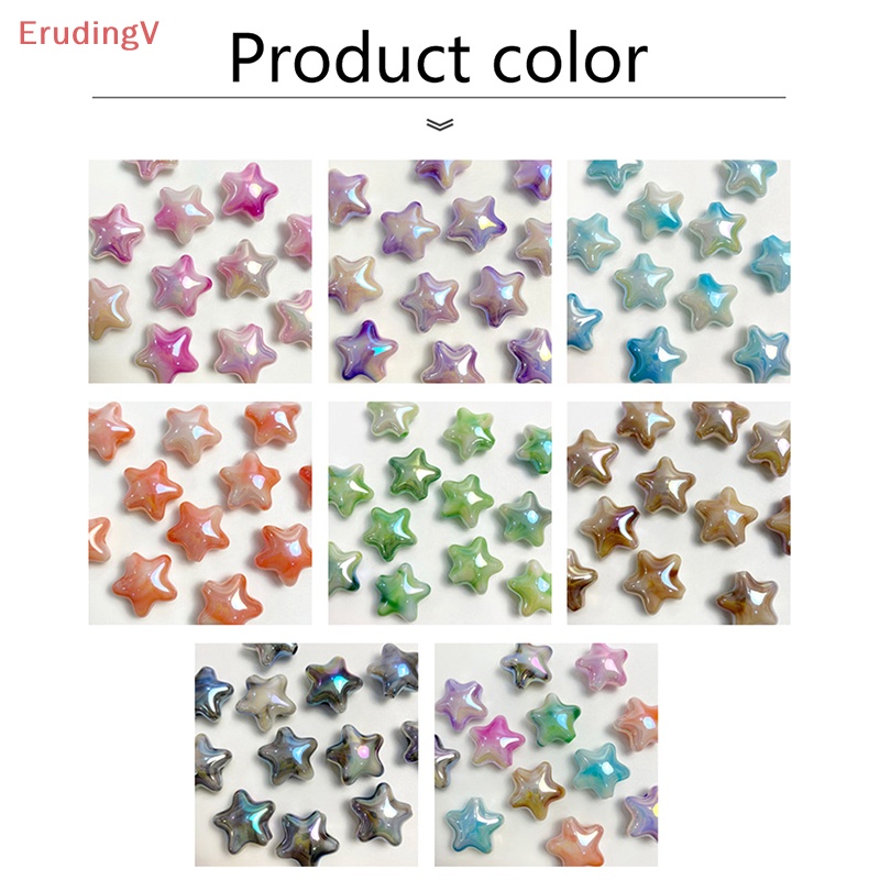 [ErudingV] Set 10 Hạt Acrylic Hình Ngôi Sao Năm Cánh Lấp Lánh Đầy Màu Sắc Trang Trí Vòng Tay DIY