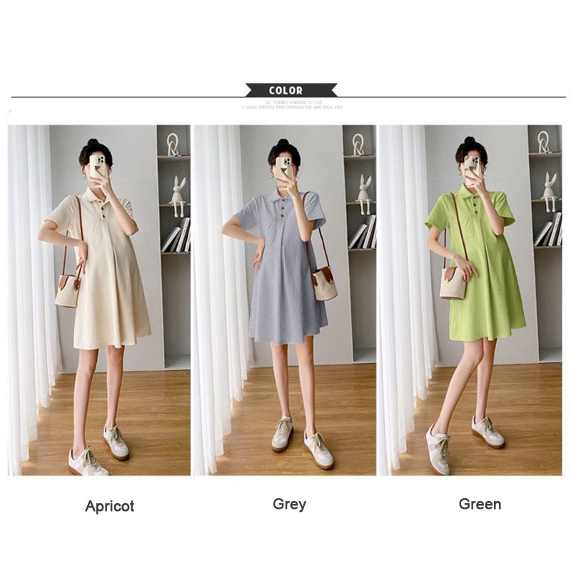 Đầm Bầu Tay Ngắn Cổ polo Thời Trang Mùa Hè