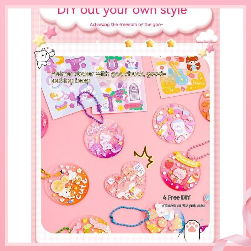 Guka Nhãn Dán Laser Trang Trí Sổ Tay diy Hình Cô Gái Trái Tim Phong Cách ins