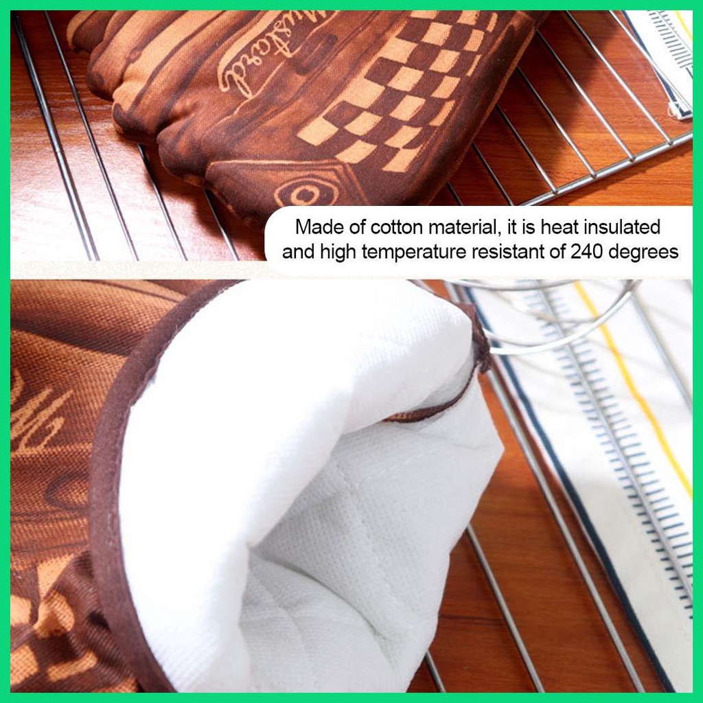 Găng Tay Cotton Dày Dặn Chịu Nhiệt Độ Cao In Họa Tiết 3D Tiện Dụng Cho Nhà Bếp