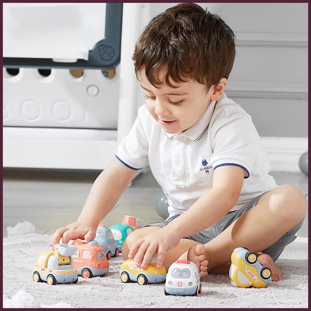 Bộ 12 Xe Đẩy Và Go Đồ Chơi Ma Sát Họa Tiết Hoạt Hình Dễ Thương Cho Bé Trai Và Gái