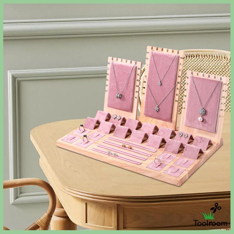 Khay Đựng Trang Sức Bằng Gỗ Màu Hồng Kích Thước 15.3x9.2x9inch