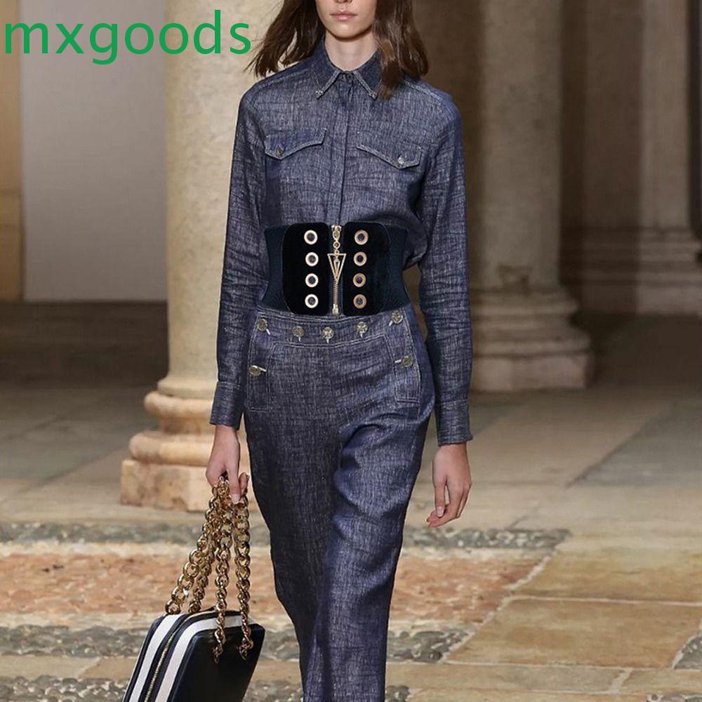 MXGOODS Women Waistband Elegant Belt Accessories Adjustable Hollow Slimming Body Shaper Belts Velvet Dress Decoration Wide Side Waist Belts