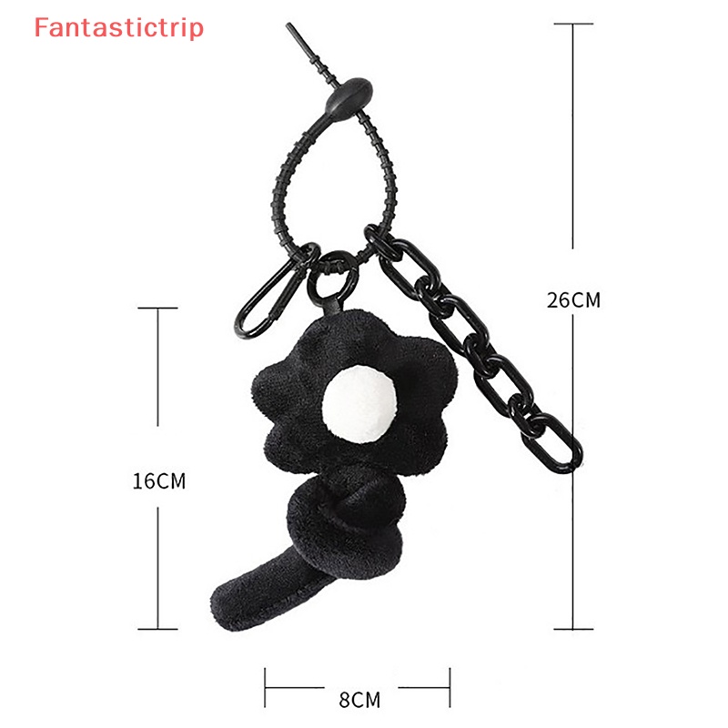 [Fantastictrip] Móc Khóa Hình Bông Hoa Xoắn Nhỏ Màu Đen Mềm Mại Tươi Mới Dễ Thương Sáng Tạo Dành Cho Bạn Nữ