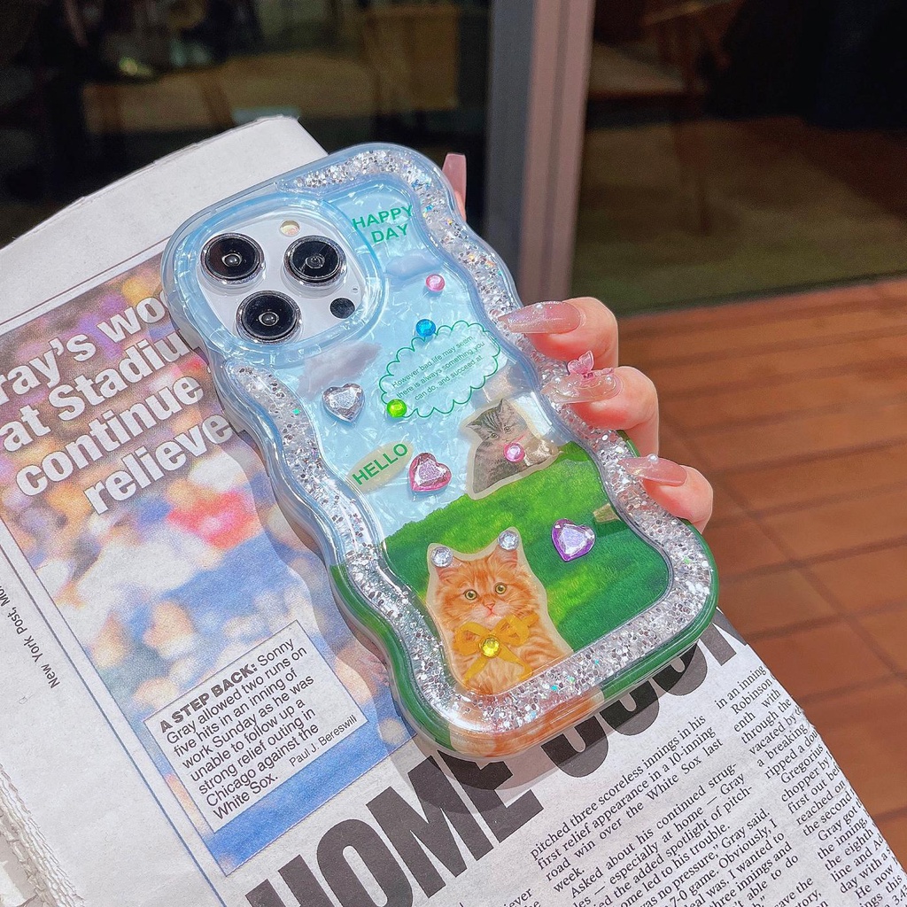 Ốp Điện Thoại TPU Dẻo Họa Tiết Hoạt Hình Có Nước Kim Tuyến Lấp Lánh Cho iPhone 12 13 14 Pro Max