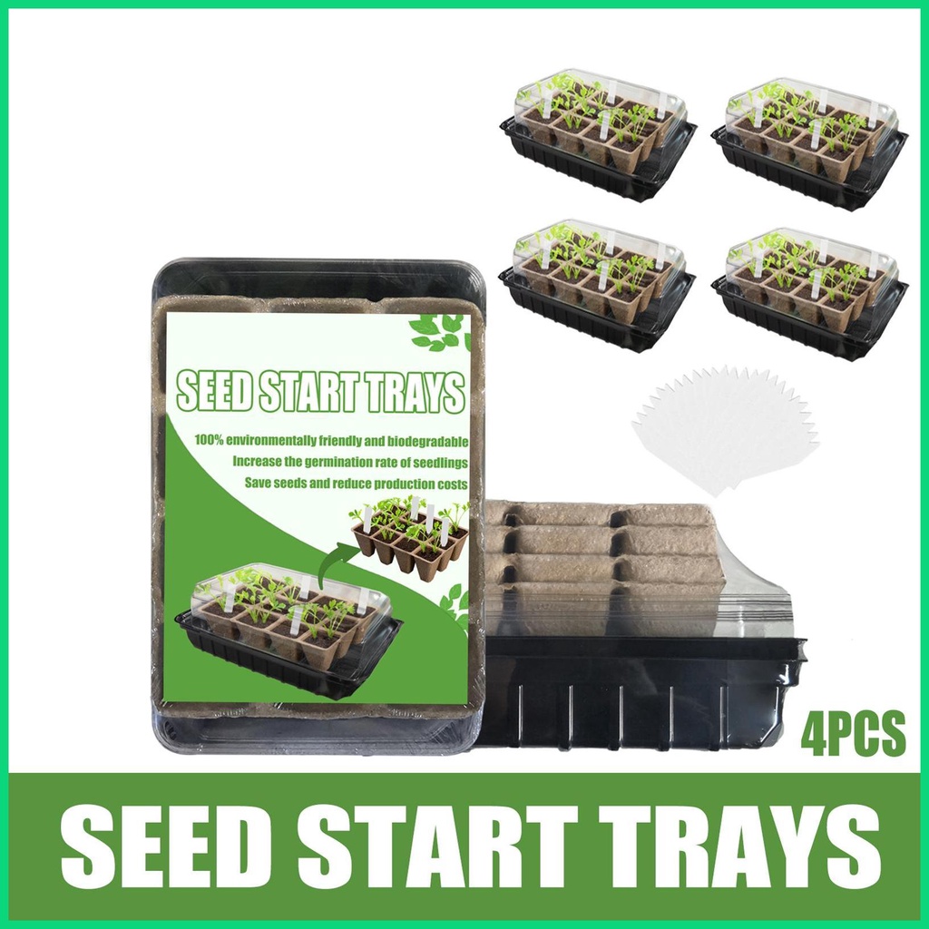 Khay Trồng Cây Mầm 12 Ngăn Mini Kèm Nắp Đậy Cho Nhà Kính jiwvn Jwvn