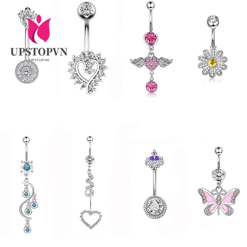 Upstopvn Khuyên Rốn Đính Đá Hình Trái Tim