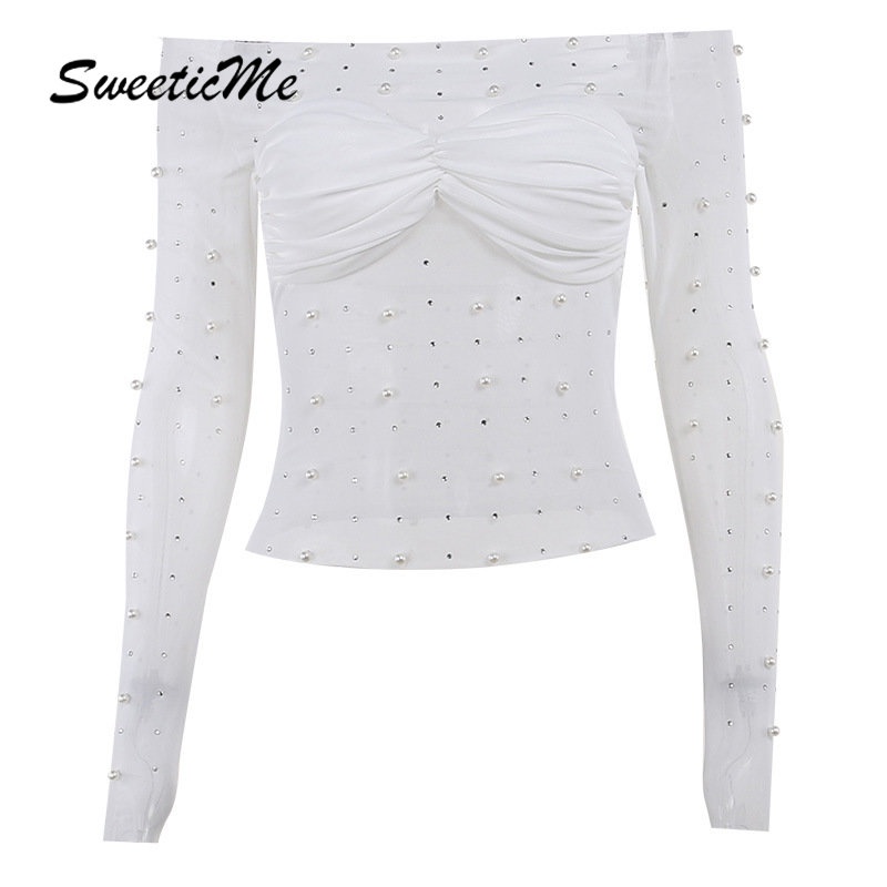 Áo Thun Tay Dài Hở Vai Màu Trơn Thời Trang Mới 2023 Dành Cho Bạn Nữ