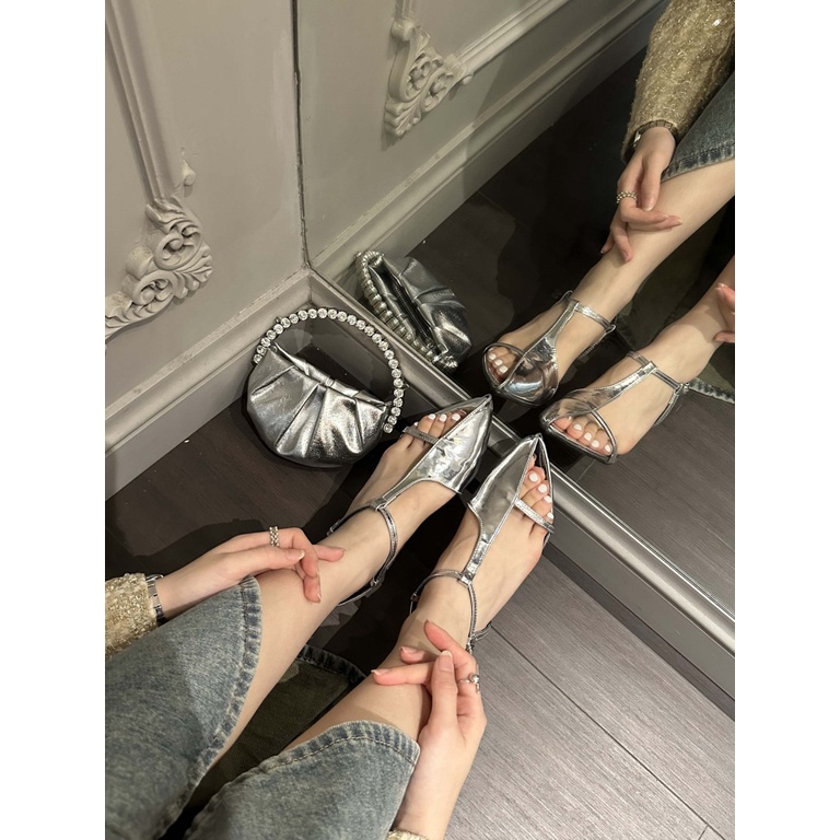 Giày Sandal Cao Gót Mũi Nhọn Thời Trang Mùa Hè 2023 Dành Cho Nữ
