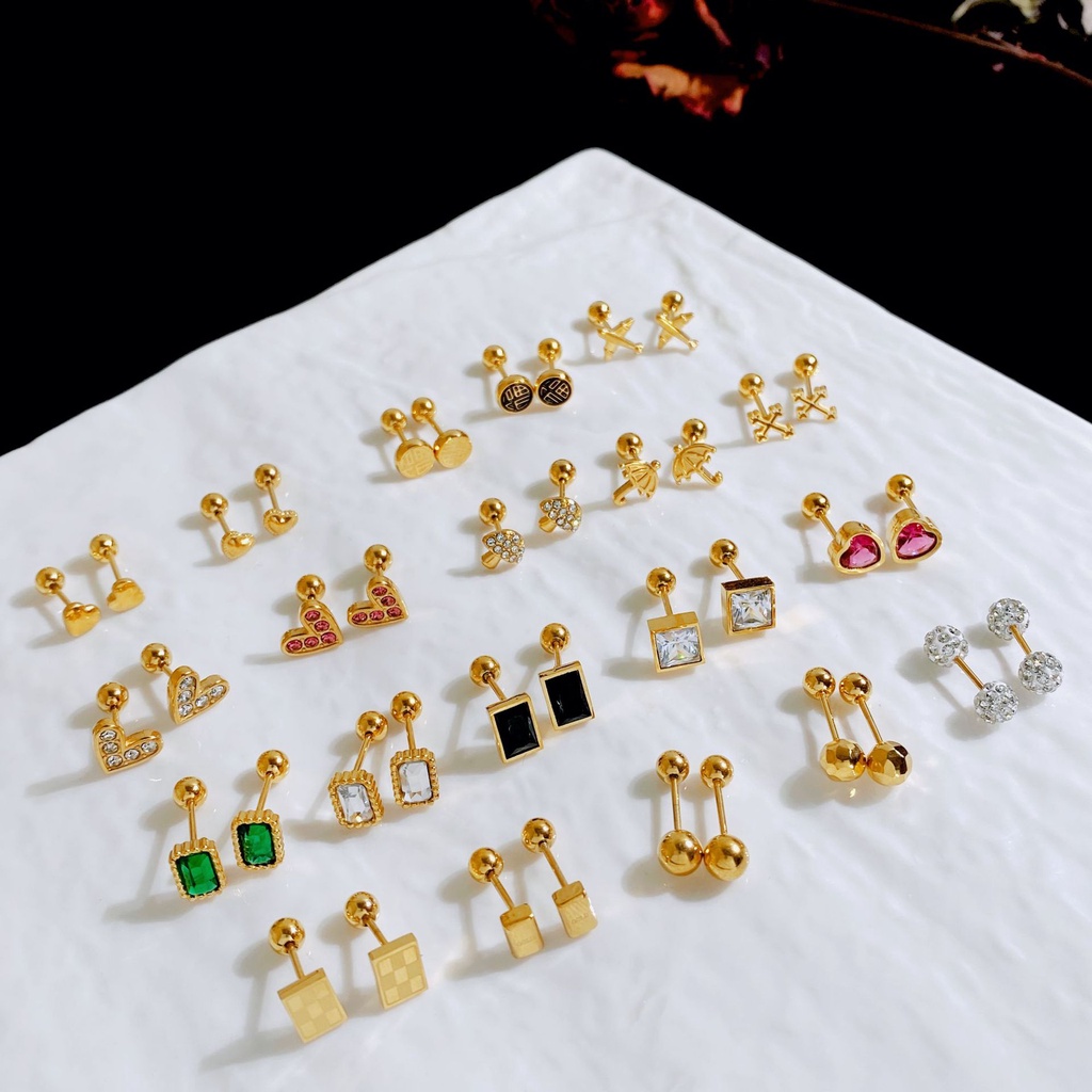 Bông Tai Mạ Vàng 18k Hình Bồn Tắm Nhiều Màu Sắc