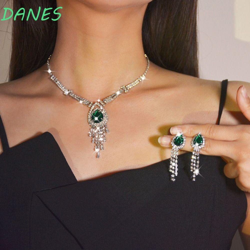 Bộ Trang Sức Cô Dâu Thiết Kế Tinh Tế Lãng Mạn|Bông Tai HợP Kim DạNg DàI Xinh XắN