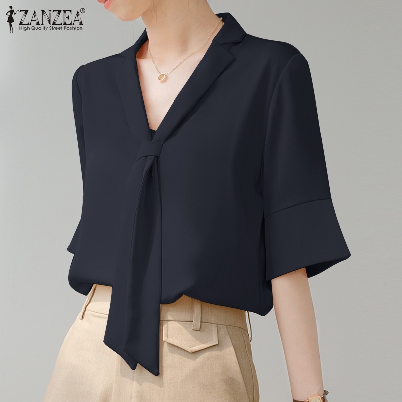 Zanzea Áo Nữ Tay Lửng Cổ Chữ V Thời Trang Hàn Quốc