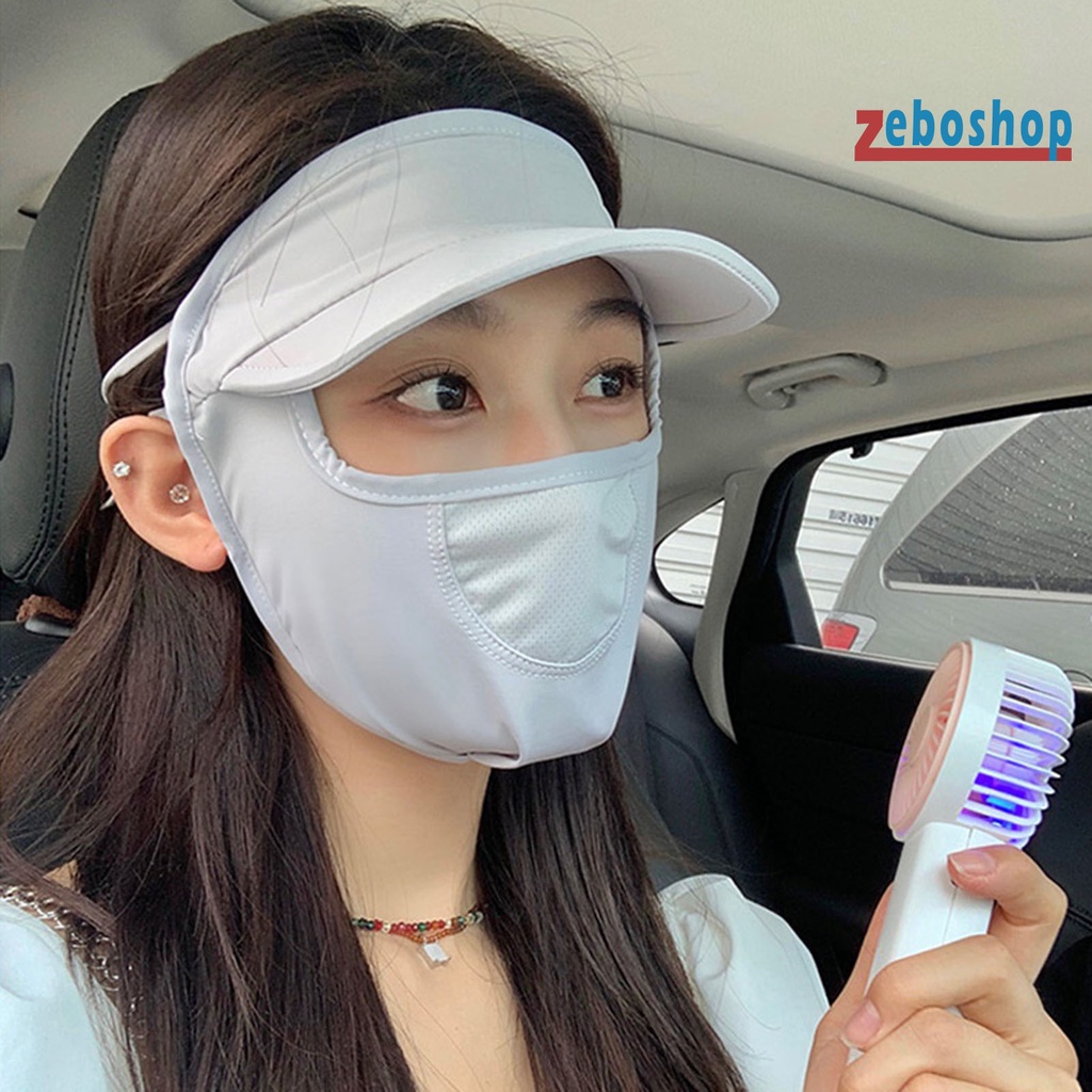 Zeboshop Mũ Chống Nắng Mùa Hè Thoáng Khí Màu Trơn Có Dây Buộc Có Thể Điều Chỉnh Bảo Vệ Khuôn Mặt Cho Nữ