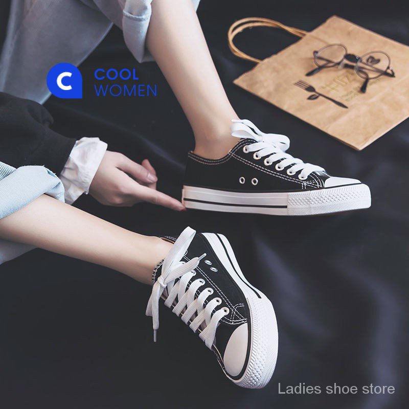 Giày thể thao vải canvas màu trắng phong cách harajuku Hàn Quốc dành cho nữ 2023