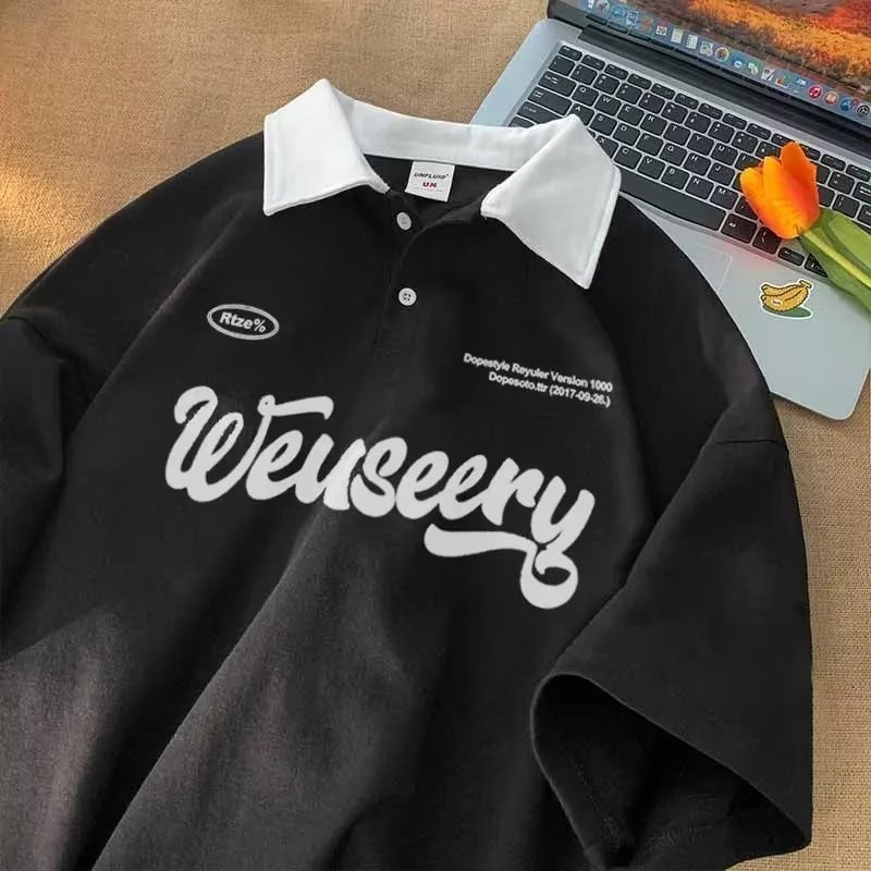 Áo Thun polo Tay Ngắn Phong Cách Đường Phố Hong Kong Thời Trang Mùa Hè Cho Nam Và Nữ