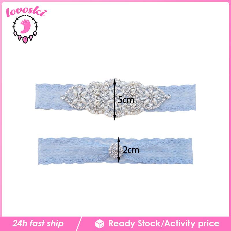 Set 2 Đai Nịt Bít Tất Ren Đính Đá Thời Trang Cho Cô Dâu