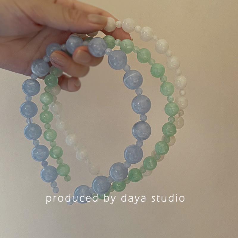 Băng Đô Đính Hạt Ngọc Bích Giả Thiết Kế Đơn Giản Thời Trang Cao Cấp