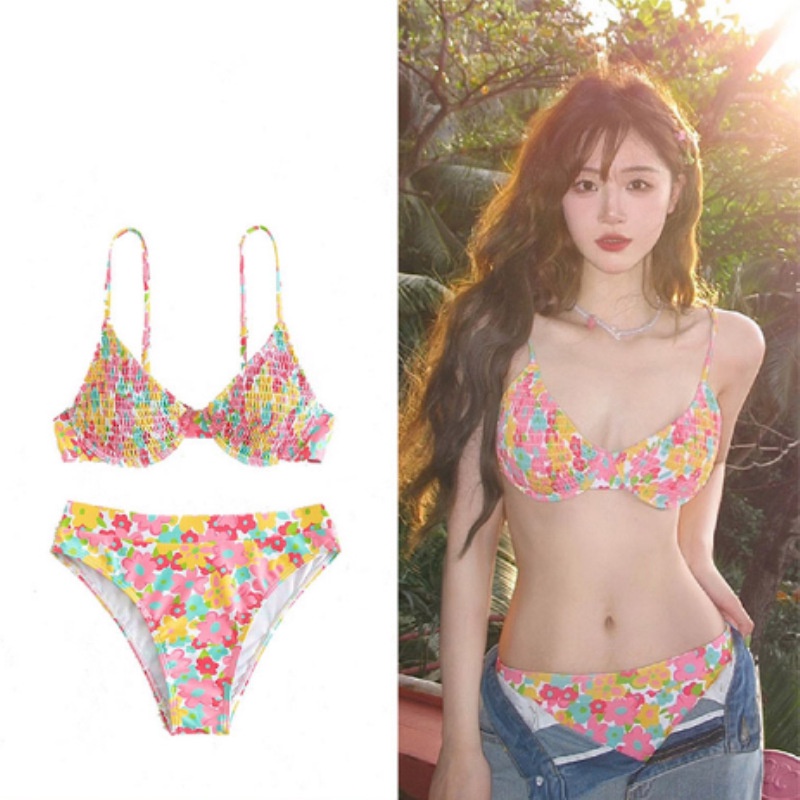 Bộ Đồ Bơi Xếp Ly In Màu Phong Cách Mới 2023 Cho Nữ