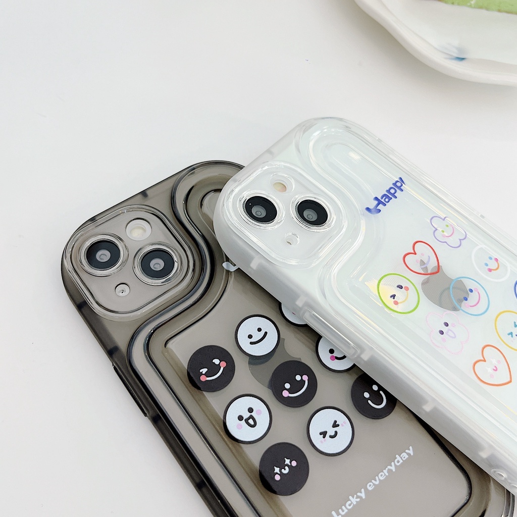 Ốp Điện Thoại TPU Dẻo Trong Suốt Họa Tiết Trái Tim &amp; Mặt Cười Dễ Thương Cho iPhone 14 Plus 13 12 11 Pro Max