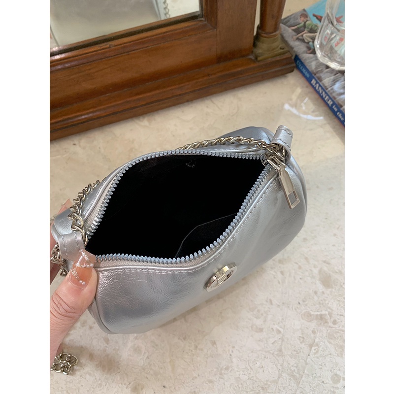 Túi Xách mini Hình Vuông Màu Bạc Phong Cách Thời Trang Mới 2023 Dành Cho Nữ