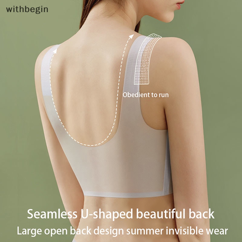 1 Áo Lót Lụa Lạnh Siêu Mỏng Không Lộ Lưng Thời Trang Mùa Hè