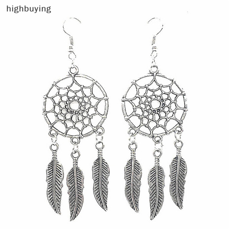 Khuyên Tai Dáng Dài Mạ Bạc Hình Lưới Bắt Giấc Mơ Thời Trang