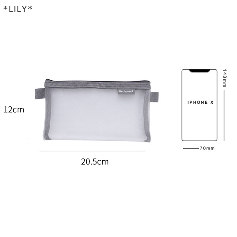 Lily trong suốt lưới sinh viên xách tay bút chì trường hợp L Công suất dây kéo túi tài liệu uuu
