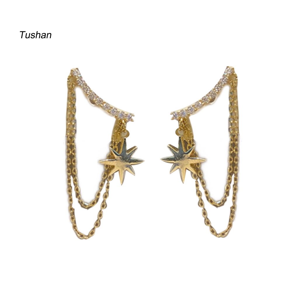 1 Đôi Bông Tai Ngôi Sao Tua Rua Đính Đá Lấp Lánh Dành Cho Nữ