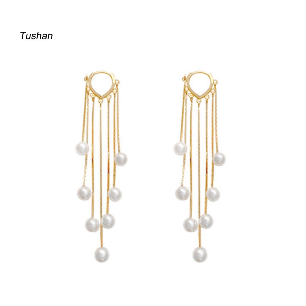 1 Đôi Bông Tai Đính Ngọc Trai Giả Phong Cách Bohemian Dành Cho Nữ