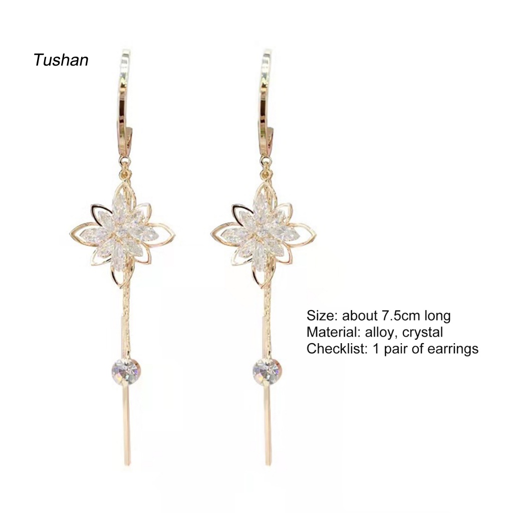 1 Đôi Bông Tai Hình Hoa Đính Pha Lê Giả Thời Trang