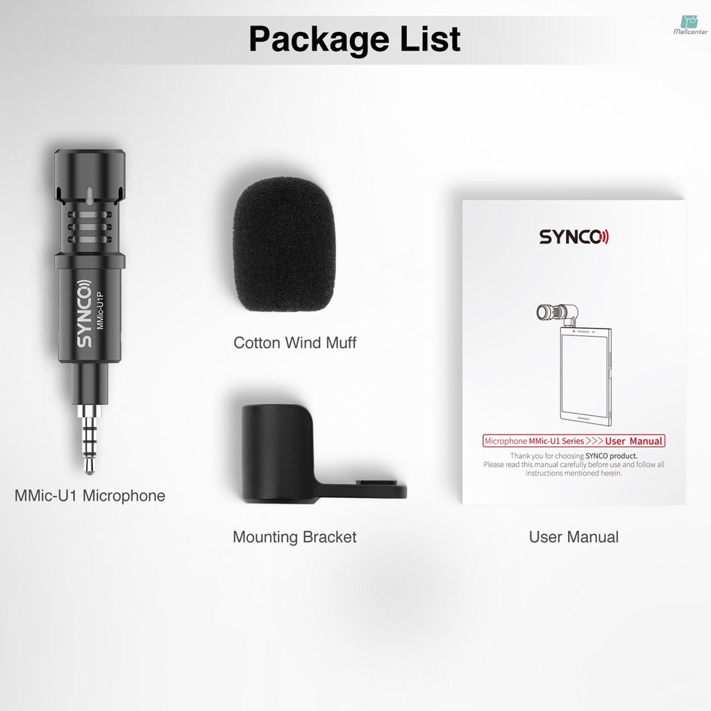 SYNCO MMic-U1P Mini Smartphone Microphone Cardioid Condenser Mic with 3.5mm TRRS Plug for Smartphone Tablet Vlogging Live Streaming Video Recording