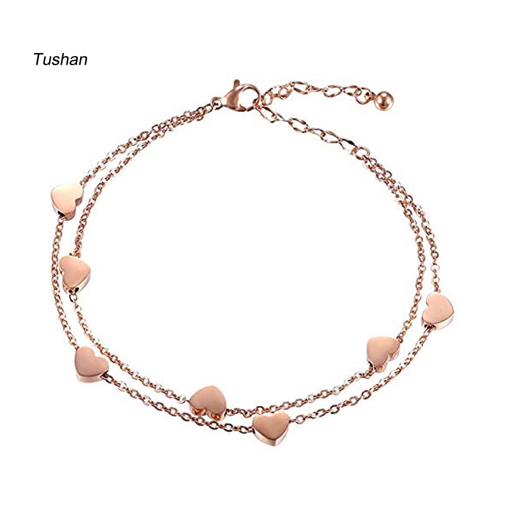 Vòng Tay Hợp Kim Hai Lớp Mặt Trái Tim Thời Trang Cho Nữ