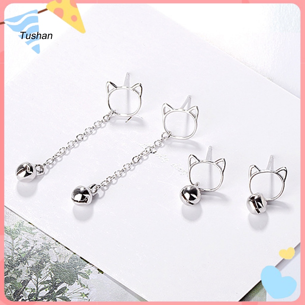 1 Đôi Khuyên Tai Hình Mèo Bằng Đồng Dễ Thương