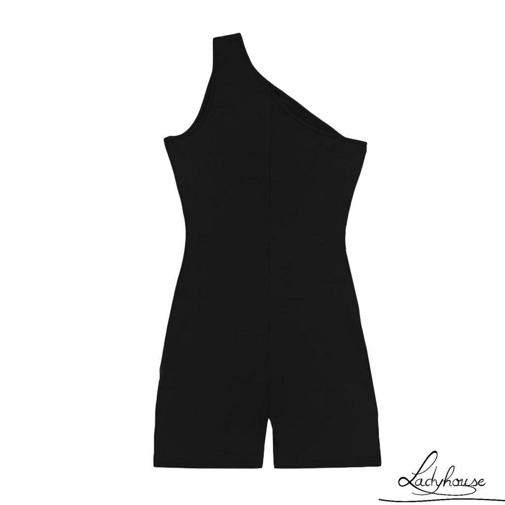 Bộ Áo Liền Quần Ngắn Không Tay Màu Trơn Thời Trang Mùa Hè Cho Nữ