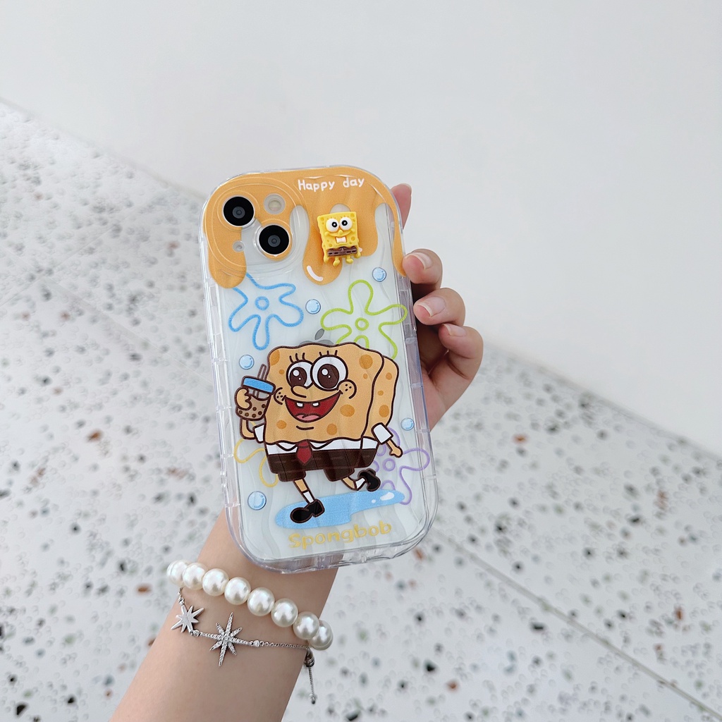 Ốp Điện Thoại Tpu Mềm Trong Suốt Chống Sốc In Hình Spongebob Cho iPhone 13 12 11 Pro Max 14 Plus