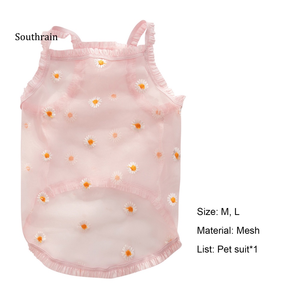 Đầm Không Tay Phối Lưới Siêu Mỏng Thoáng Khí Thời Trang Mùa Hè Cho Cún Cưng