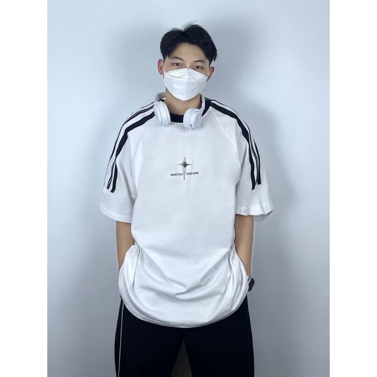 Áo Thun Tay Ngắn Phối Khóa Kéo Phong Cách Đường Phố Âu Mỹ Cá Tính Cho Nam