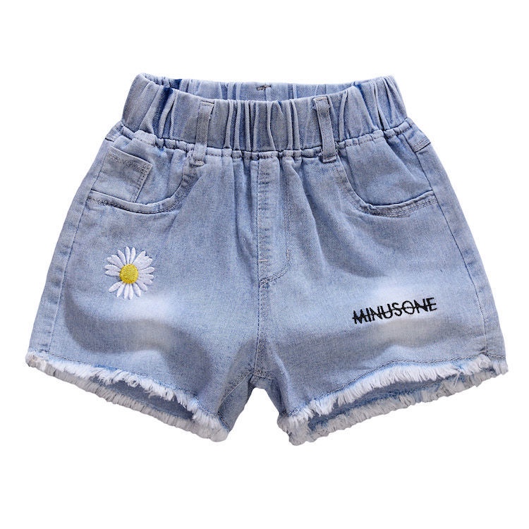 Quần Lửng Denim Họa Tiết Hoa Cúc Thời Trang Mùa Hè 2020 Dành Cho Bé Gái