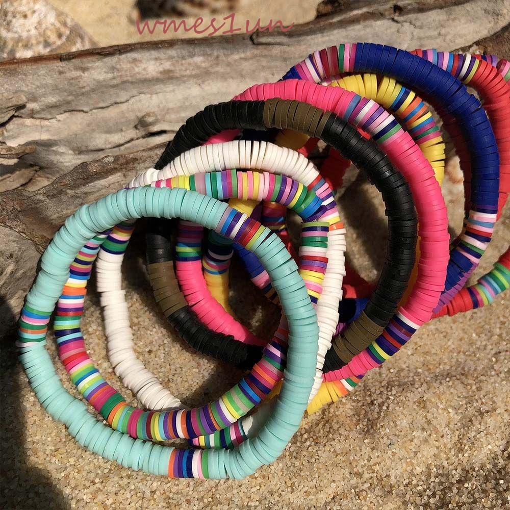 Vòng Tay Đất Sét Co Giãn Nhiều Màu Sắc Phong Cách Bohemian Thời Trang Mùa Hè Cho Nữ Wmes1