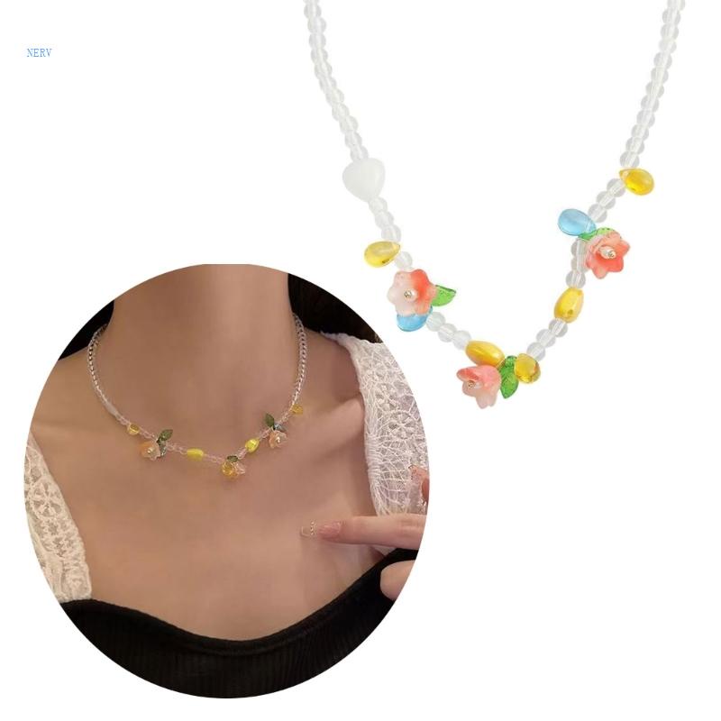 Vòng Cổ Hạt Nhựa Acrylic Dệt Tay Màu Sắc Thời Trang Đi Biển Mùa Hè Cho Nữ